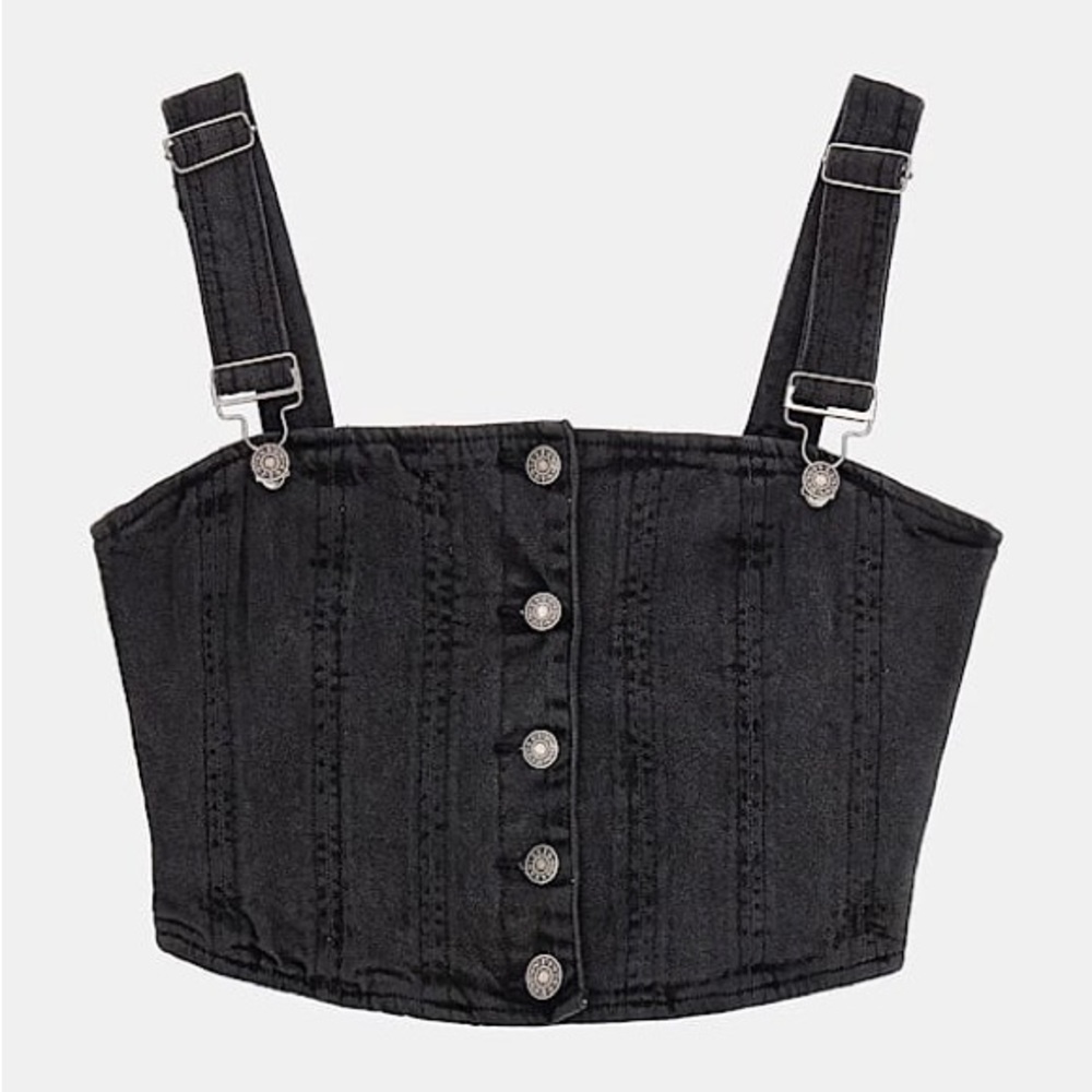 Guess Black Denim Button Top